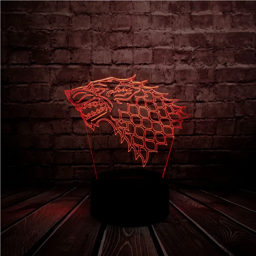 Cool 3D Acrylic Game of thrones Wolf Head Luster LED 7Color Change Baby Sleep Decor Table Mood Night Lamp Children's Day Gift
Cool 3D Acrylic Game of thrones Wolf Head Luster LED 7Color Change Baby Sleep Decor Table Mood Night Lamp Children's Day Gift