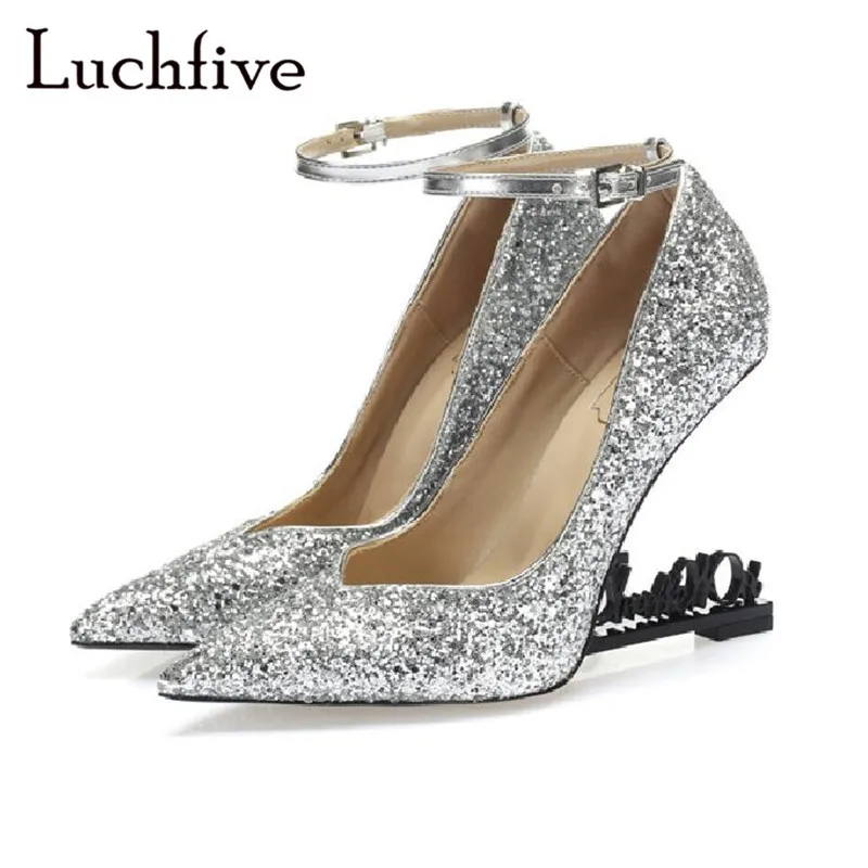 Sequins Letter-shaped High heels Women Pumps Ankle Buckle Strap Pointy Toe Party Shoes Black Silver Sexy Zapatos Mujer
Sequins Letter-shaped High heels Women Pumps Ankle Buckle Strap Pointy Toe Party Shoes Black Silver Sexy Zapatos Mujer