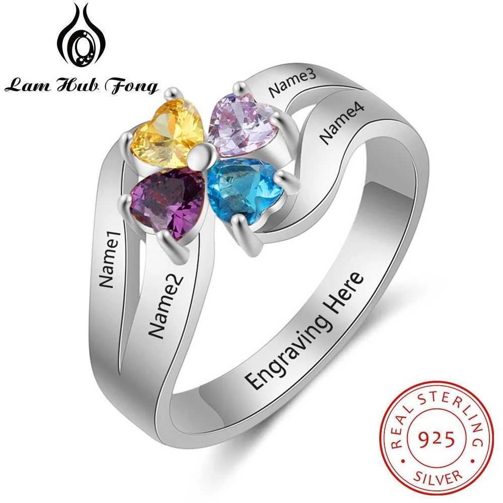 Personalized Heart Birthstone Flower Ring Real 925 Sterling Silver Customized Engraved Name Ring Gift for Family (Lam Hub Fong)
Personalized Heart Birthstone Flower Ring Real 925 Sterling Silver Customized Engraved Name Ring Gift for Family (Lam Hub Fong)
