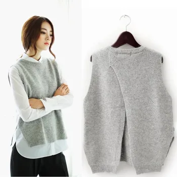 2018 The New Cashmere Vest Back To Open The Knit Vest Woman Round Neck Loose Jacket Sweater Coat Waistcoat Clothes Coats Jackets 
2018 The New Cashmere Vest Back To Open The Knit Vest Woman Round Neck Loose Jacket Sweater Coat Waistcoat Clothes Coats Jackets