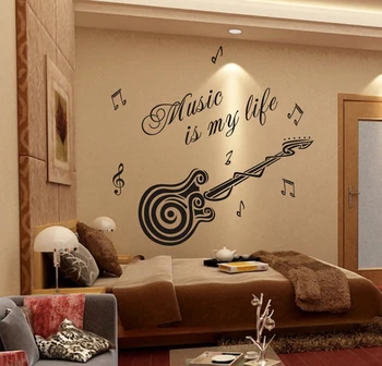 Music is my life guitar vinyl quotes wall decals home decor living room diy art mural wallpaper removable wall stickers
Music is my life guitar vinyl quotes wall decals home decor living room diy art mural wallpaper removable wall stickers