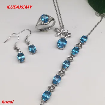 KJJEAXCMY boutique jewels Caibao jewellery 925 silver inlaid with natural blue topaz pendant ring earrings bracelet 4 pieces.
KJJEAXCMY boutique jewels Caibao jewellery 925 silver inlaid with natural blue topaz pendant ring earrings bracelet 4 pieces.