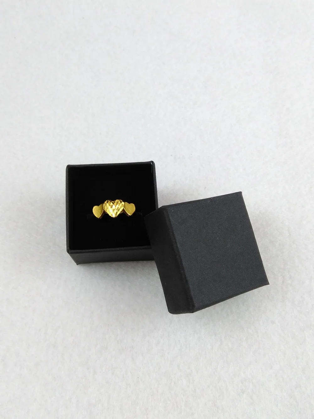 Image 100PCS lot 4*4*3cm New Lovers Ring Box black Ring Box blank jewelry box Gift Box Black kraft paper boxes Accept custom