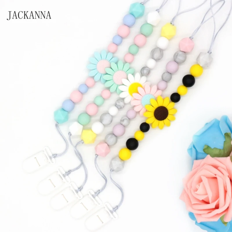 Food Grade Silicone Baby Pacifier Clips Sunflower Bead Silicone Teethers, Dummy Clips, Cute Teether Toy, Baby Shower Gifts
Food Grade Silicone Baby Pacifier Clips Sunflower Bead Silicone Teethers, Dummy Clips, Cute Teether Toy, Baby Shower Gifts