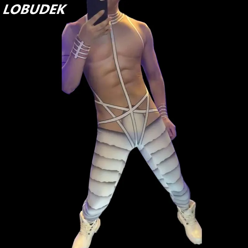 Men Club Bar DJ DS Costume Dance Teams Pole Dancing Performance Outfit Sexy Stretch 3D Printing Skinny Jumpsuit Tight Bodysuits
Men Club Bar DJ DS Costume Dance Teams Pole Dancing Performance Outfit Sexy Stretch 3D Printing Skinny Jumpsuit Tight Bodysuits