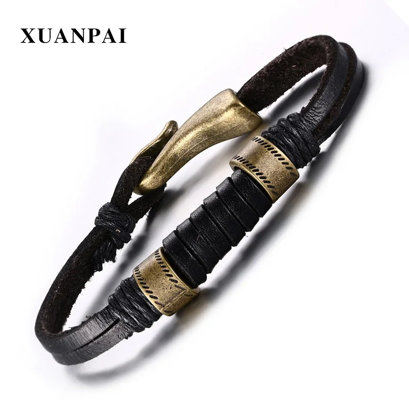 XUANPAI Vintage Men's Bracelet Black Genuine Leather Retro Alloy Easy-hook Clasp Charm Male Bracelets
XUANPAI Vintage Men's Bracelet Black Genuine Leather Retro Alloy Easy-hook Clasp Charm Male Bracelets