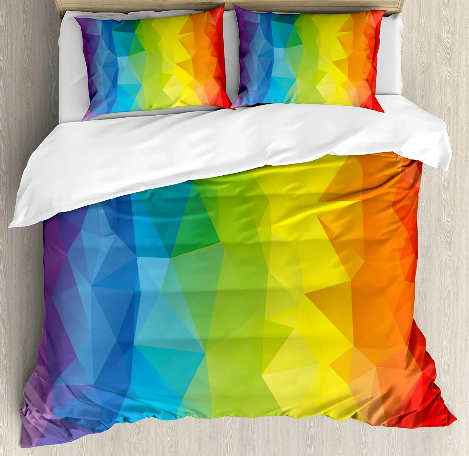 Rainbow Duvet Cover Set Queen Size Abstract Lively Horizontal Polygons in Rainbow Colors Pride Week Facet Pattern Bedding Set
Rainbow Duvet Cover Set Queen Size Abstract Lively Horizontal Polygons in Rainbow Colors Pride Week Facet Pattern Bedding Set