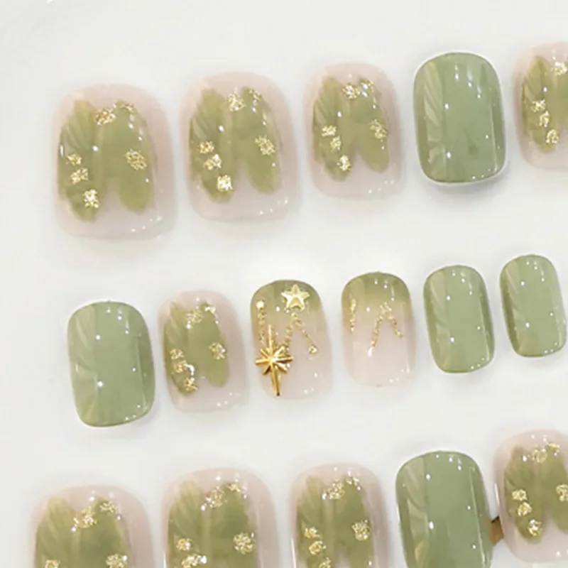 24pcs Girls Japanese Fresh Style Fake Nail Green Armor Short Waterproof False Nails Summer Fashion Nail Art Tips with Glue
24pcs Girls Japanese Fresh Style Fake Nail Green Armor Short Waterproof False Nails Summer Fashion Nail Art Tips with Glue