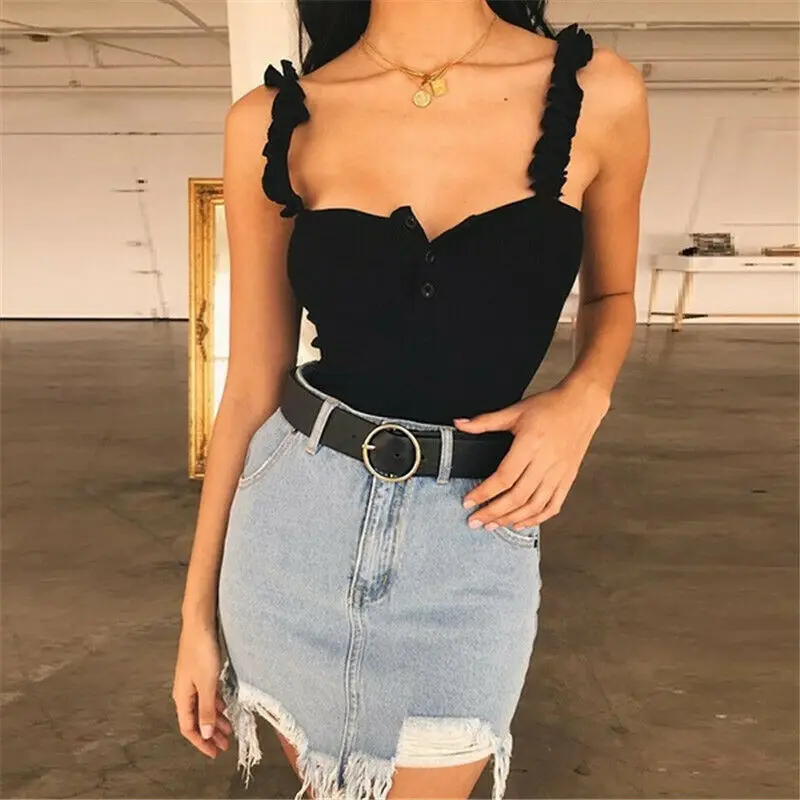 US Women Off Shoulder Sexy Fitness Tank Vest Button Casual Slim Sleeveless Bandge Summer Style Tank Female Tops
US Women Off Shoulder Sexy Fitness Tank Vest Button Casual Slim Sleeveless Bandge Summer Style Tank Female Tops