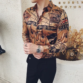 New autumn 2019 young men's slim fit printed shirt with long sleeves/Male lapel slim Casual business shirts Plus size S-3XL
New autumn 2019 young men's slim fit printed shirt with long sleeves/Male lapel slim Casual business shirts Plus size S-3XL