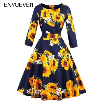 Enyuever Sunflower Dress Plus Size Clothes Cotton Sleeve Elegant Autumn Casual Party Retro 50s Rockabilly Vintage Dress Vestidos
Enyuever Sunflower Dress Plus Size Clothes Cotton Sleeve Elegant Autumn Casual Party Retro 50s Rockabilly Vintage Dress Vestidos