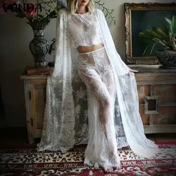 VONDA Lace 2 Piece Sets Women See Through Hollow Tops + Pants 2020 Summer Women Suits Party Beach Sets Blouse Plus Size
VONDA Lace 2 Piece Sets Women See Through Hollow Tops + Pants 2020 Summer Women Suits Party Beach Sets Blouse Plus Size