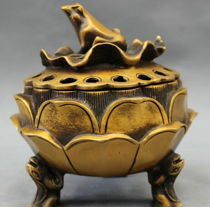 song voge gem S4310 Chinese Bronze Buddhism Frog Up Lotus Leaf Statue Root Incense Burner Censer
song voge gem S4310 Chinese Bronze Buddhism Frog Up Lotus Leaf Statue Root Incense Burner Censer