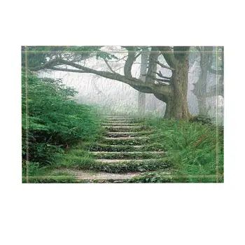 Mountain Forest Decor, Stone Stairs Path in Woood Bath Rugs, Non-Slip Funny Indoor Outdoor Doormat, Green
Mountain Forest Decor, Stone Stairs Path in Woood Bath Rugs, Non-Slip Funny Indoor Outdoor Doormat, Green