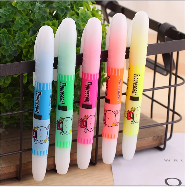 

1PCS Double Headed Thick Fluorescent Pen Children's Graffiti Pen Student Key Marking Note Number Color Pen Stationery