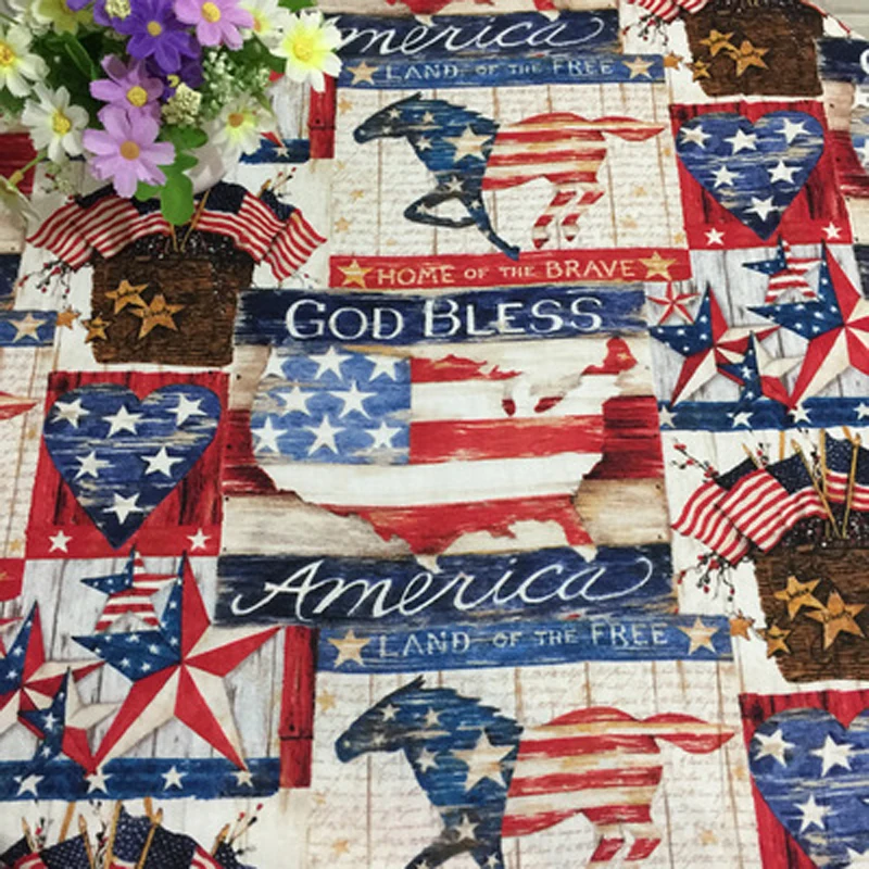 Classic American Flag Horse Star Printed Cotton Fabric Fabric Patchwork DIY sewing Quilting Bedding Baby Cloth 50x105cm
Classic American Flag Horse Star Printed Cotton Fabric Fabric Patchwork DIY sewing Quilting Bedding Baby Cloth 50x105cm