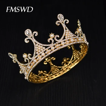 New Gold Color Luxury Crystal Pearl Tiara Large Royal Crown For Wedding Hair Accessories Bridal Party Porm Hair Jewelry HG-050
New Gold Color Luxury Crystal Pearl Tiara Large Royal Crown For Wedding Hair Accessories Bridal Party Porm Hair Jewelry HG-050