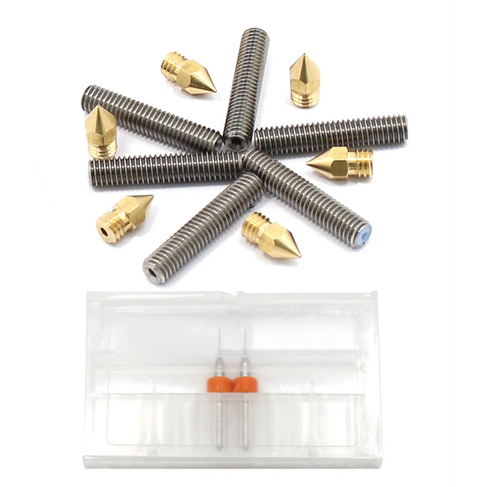6 * Nozzle Heads 6 * Tubes 2 * Drill Bit 0.4mm Brass Extruder Nozzle Print Heads for Anet A8 and MK8 Makerbot Reprap 3D Printer
6 * Nozzle Heads 6 * Tubes 2 * Drill Bit 0.4mm Brass Extruder Nozzle Print Heads for Anet A8 and MK8 Makerbot Reprap 3D Printer