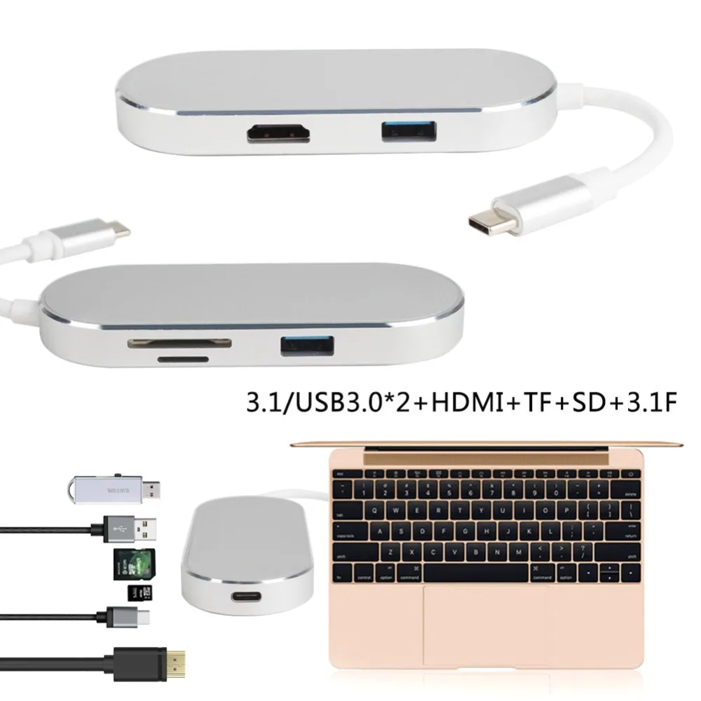 Multifunction 6 in 1 USB Type C HUB Spiltter Adapter USB-C to 2 USB 3.0 PD 4K HDMI HD Video SD/TF Card Reader #277464
Multifunction 6 in 1 USB Type C HUB Spiltter Adapter USB-C to 2 USB 3.0 PD 4K HDMI HD Video SD/TF Card Reader #277464