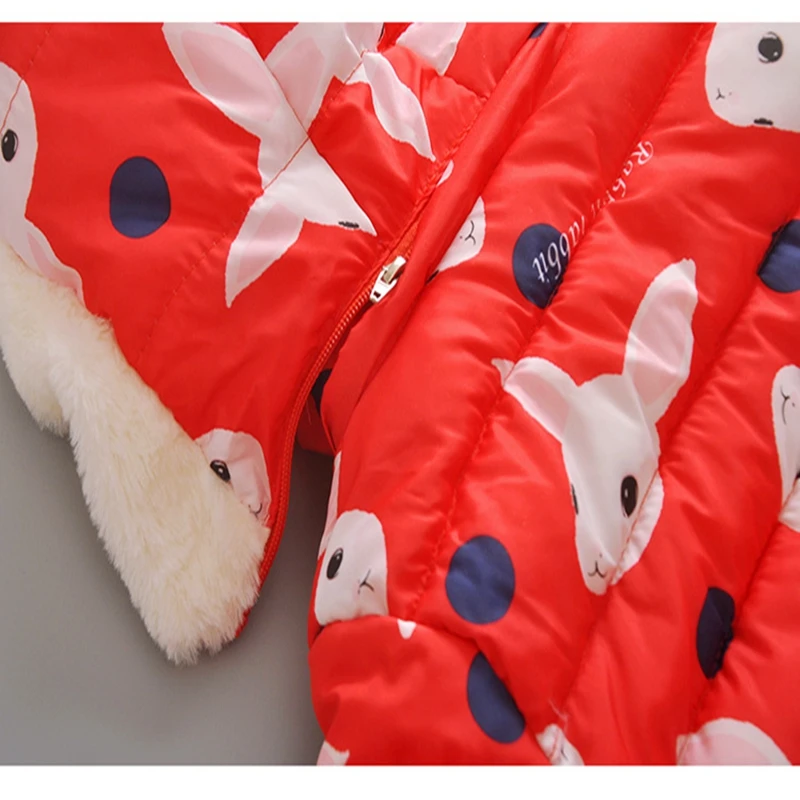 Baby girl Coat In Winter Leisure style Cartoon Rabbit head Warm and lovely zipper jacket Kids Children are not afraid of cold (17)