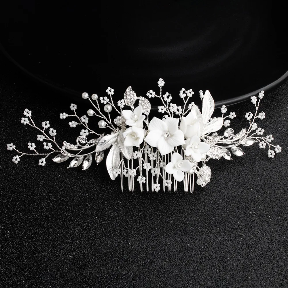 White Flower Silver Leaf Rhinestone Hair Combs Wedding Hair Accessories Bridal Women Pearl Hair Ornament Head Decoration
White Flower Silver Leaf Rhinestone Hair Combs Wedding Hair Accessories Bridal Women Pearl Hair Ornament Head Decoration