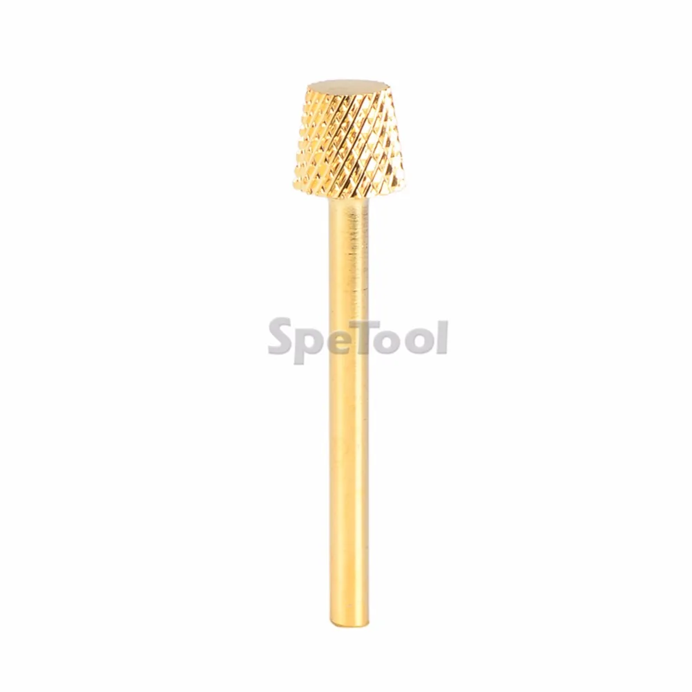 SpeTool Gold Plated Tungsten Carbide Drill Bit Tapered Backfill Shape Medium Grit Pro Accessory For Electric Manicure (STG10)
SpeTool Gold Plated Tungsten Carbide Drill Bit Tapered Backfill Shape Medium Grit Pro Accessory For Electric Manicure (STG10)
