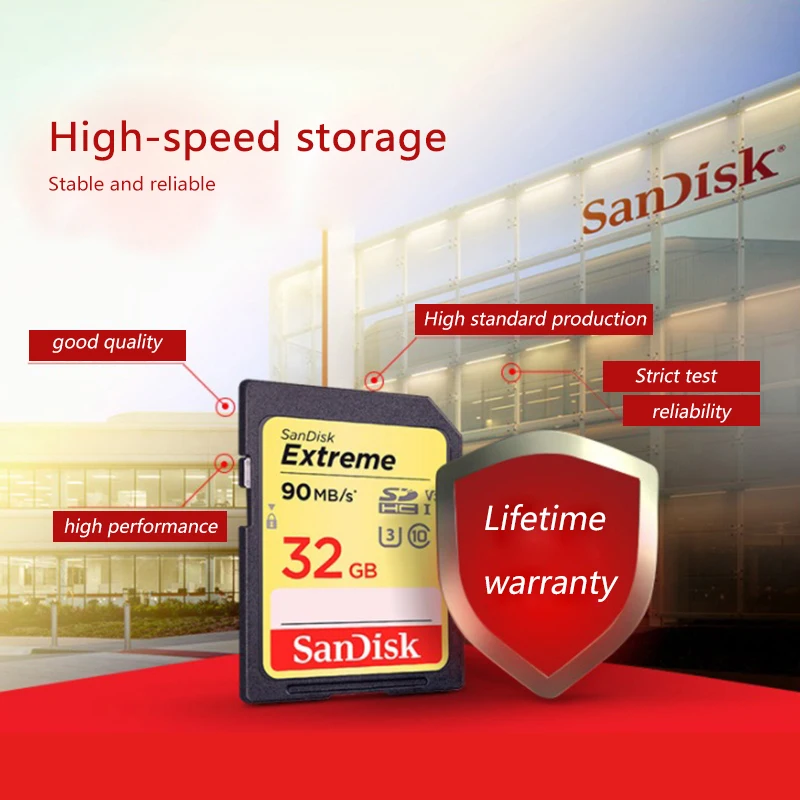 Карта памяти SanDisk Extreme SD карта 8 Гб оперативной 16 встроенной 32 64 128 ГБ 256 SDHC/SDXC класса