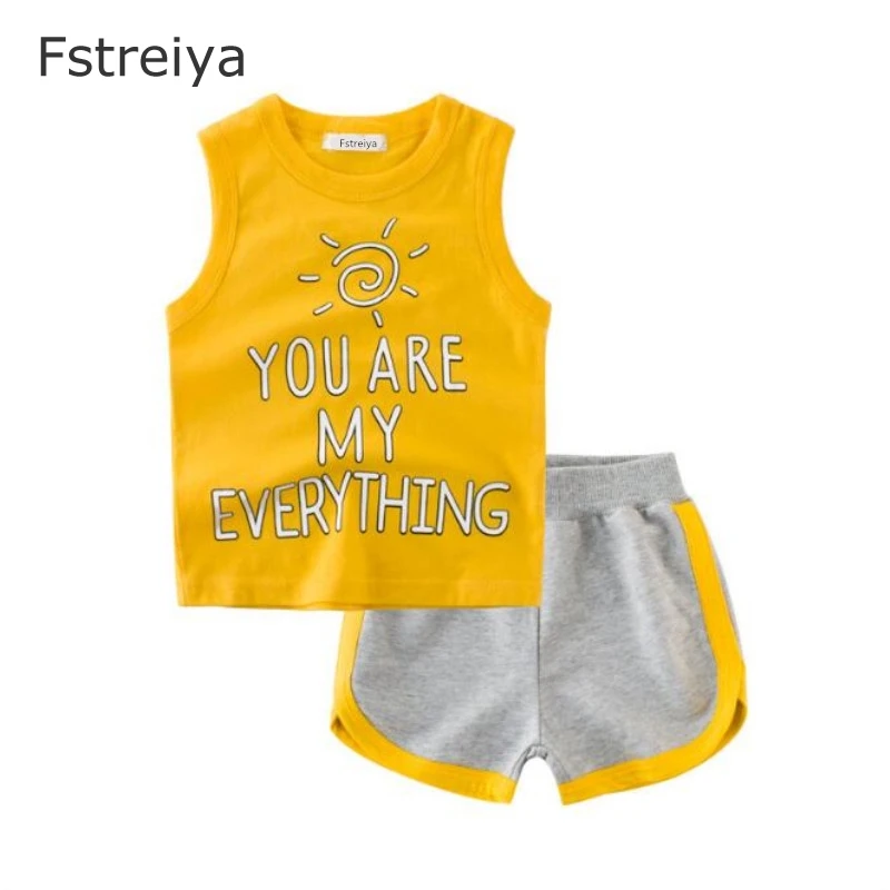 

Boy and girl T shirt and shorts sets bobo choses 2019 tiny cottons baby Paisley vest kids clothes toddler Printing clothing set