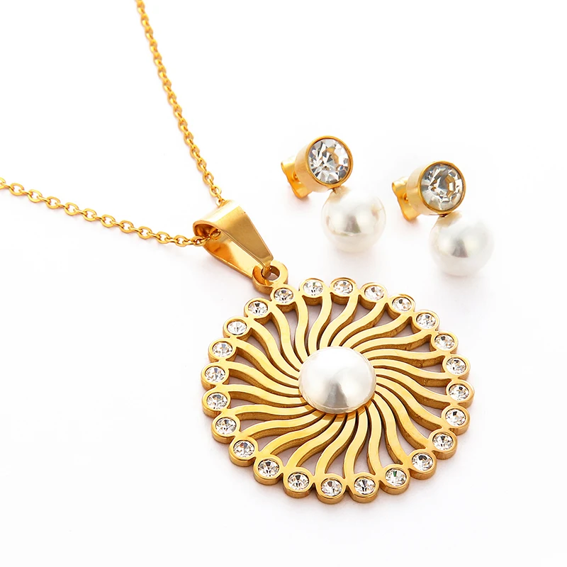 Brand New Women Costume Stainless Steel Jewelry Sets Around Pearl Luxury Fashion Jewelry Sets For Wedding/Party Accessories
Brand New Women Costume Stainless Steel Jewelry Sets Around Pearl Luxury Fashion Jewelry Sets For Wedding/Party Accessories