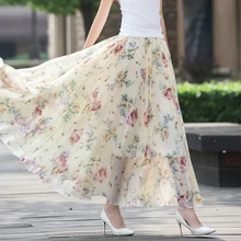 Женская шифоновая юбка с цветочным принтом в богемном стиле