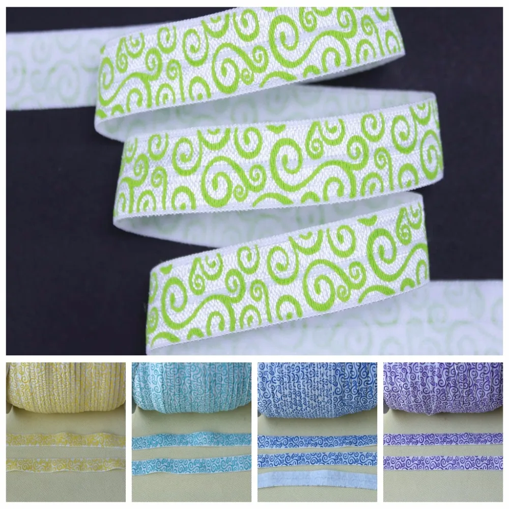 4 colors 5/8" ink printed swirls fold over elastic Paisley pattern printed on white foe 50yards
4 colors 5/8" ink printed swirls fold over elastic Paisley pattern printed on white foe 50yards