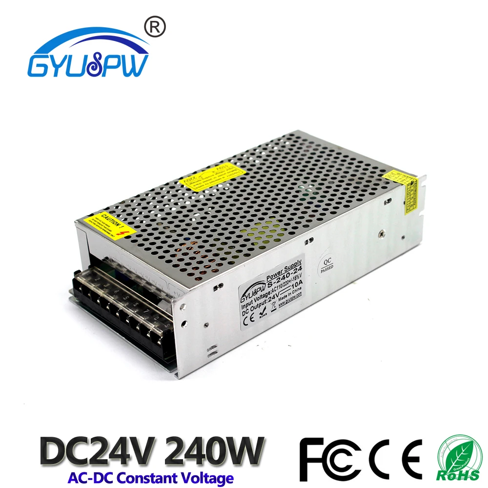 Universal 24V 10A 240W Regulated Switching Power Supply Transformer 110V 220V AC TO DC SMPS for LED Strip Light CNC CCTV
Universal 24V 10A 240W Regulated Switching Power Supply Transformer 110V 220V AC TO DC SMPS for LED Strip Light CNC CCTV