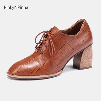 top quality women genuine leather pumps high chunky heels cowhide vintage laced up clogs soft lining ladies checkered shoes
top quality women genuine leather pumps high chunky heels cowhide vintage laced up clogs soft lining ladies checkered shoes
