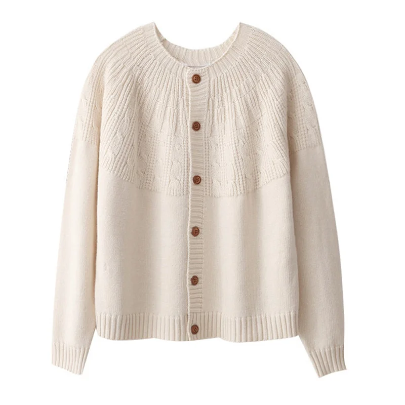 Women Cardigan Short Style Round Neck Long Sleeve Flowers Cable Twist Knitted Sweater Single Breasted Knitwear Vintage Clothes
Women Cardigan Short Style Round Neck Long Sleeve Flowers Cable Twist Knitted Sweater Single Breasted Knitwear Vintage Clothes