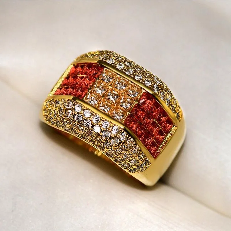 Clsssical Luxury Jewelry Big Promostion 925 Silver&Gold Fill Full 5A Cubic Zirconia Eternity Wedding Bridal Ring For Women Gift |