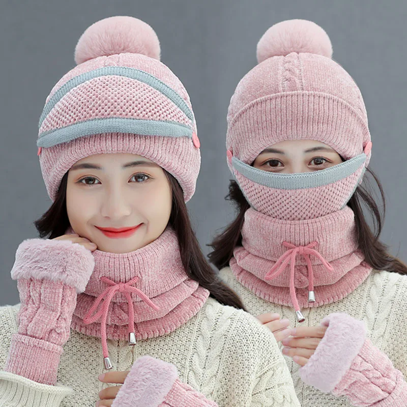 Beanies Hat Female Winter Wool Skullies Cap Thickening Warm Ear Protection Cold Proof Cycling Knitted Caps Fashion Gloves H7285
Beanies Hat Female Winter Wool Skullies Cap Thickening Warm Ear Protection Cold Proof Cycling Knitted Caps Fashion Gloves H7285