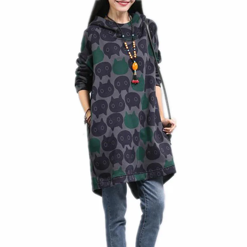 Plus Size Oversized Hoodie Women 2017 Vintage Cat Printed Long Hoodies Women Winter Thick Warm Hooded Sweatshirt Dress E0202
Plus Size Oversized Hoodie Women 2017 Vintage Cat Printed Long Hoodies Women Winter Thick Warm Hooded Sweatshirt Dress E0202