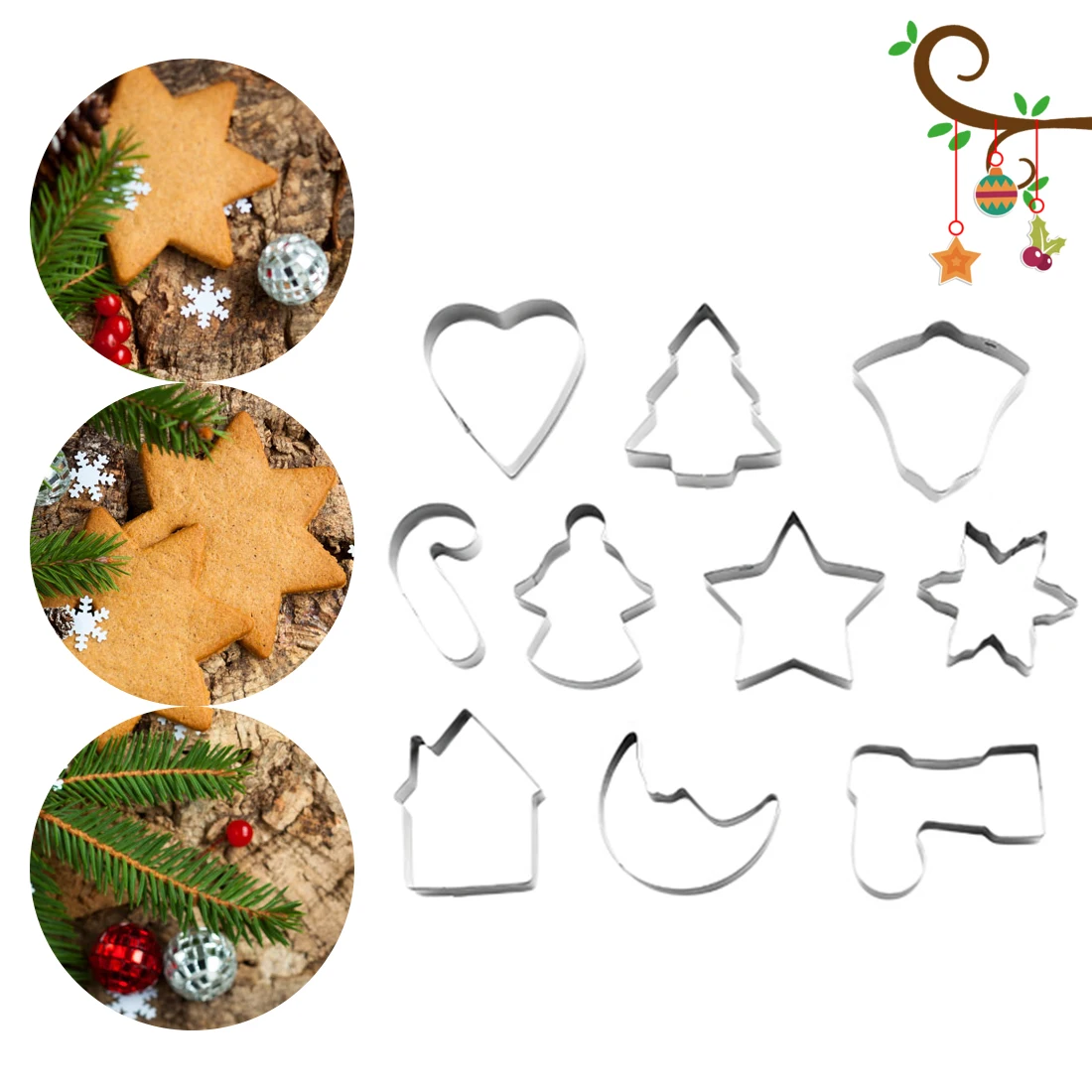 New Arrival 10pcs Stainless Steel Cake Cookie Cutter Christmas Star Heart Tree Sock Shape Mold Christmas Series Biscuit Cutter
New Arrival 10pcs Stainless Steel Cake Cookie Cutter Christmas Star Heart Tree Sock Shape Mold Christmas Series Biscuit Cutter
