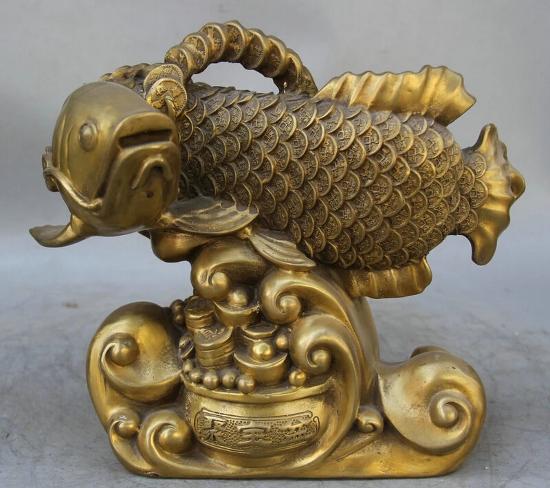 song voge gem S5999 13" Chinese Brass animal treasure bowl Wealth barracuda Fish sculpture Statue
song voge gem S5999 13" Chinese Brass animal treasure bowl Wealth barracuda Fish sculpture Statue