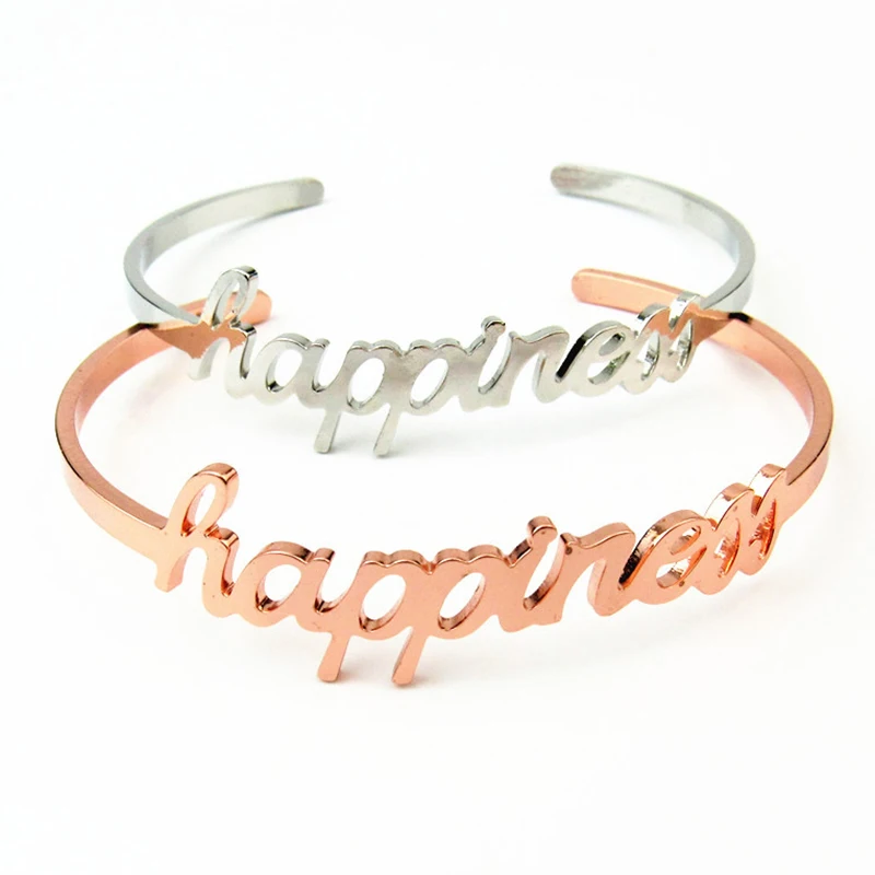 New Love Simple Happiness Letter Cuff Bracelets Bangles for Women Open Cuff Bangle Femme Party Wedding Gift B18211
New Love Simple Happiness Letter Cuff Bracelets Bangles for Women Open Cuff Bangle Femme Party Wedding Gift B18211
