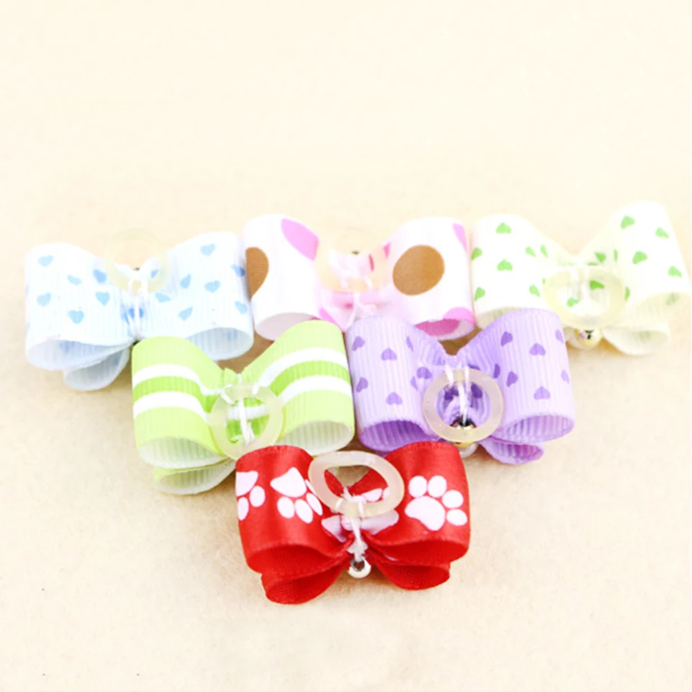 10PCS Handmade Cute Pet Dog Bow Loverly Bowknot Dog Ties For Puppy Dogs Accessories With Rubber Bands Cute Pet Headwear Grooming (4)