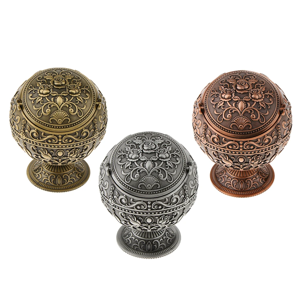 MagiDeal Tabletop Smoking Ashtray Jewelry Storage Box Round Ball 3D Beautiful Flower
