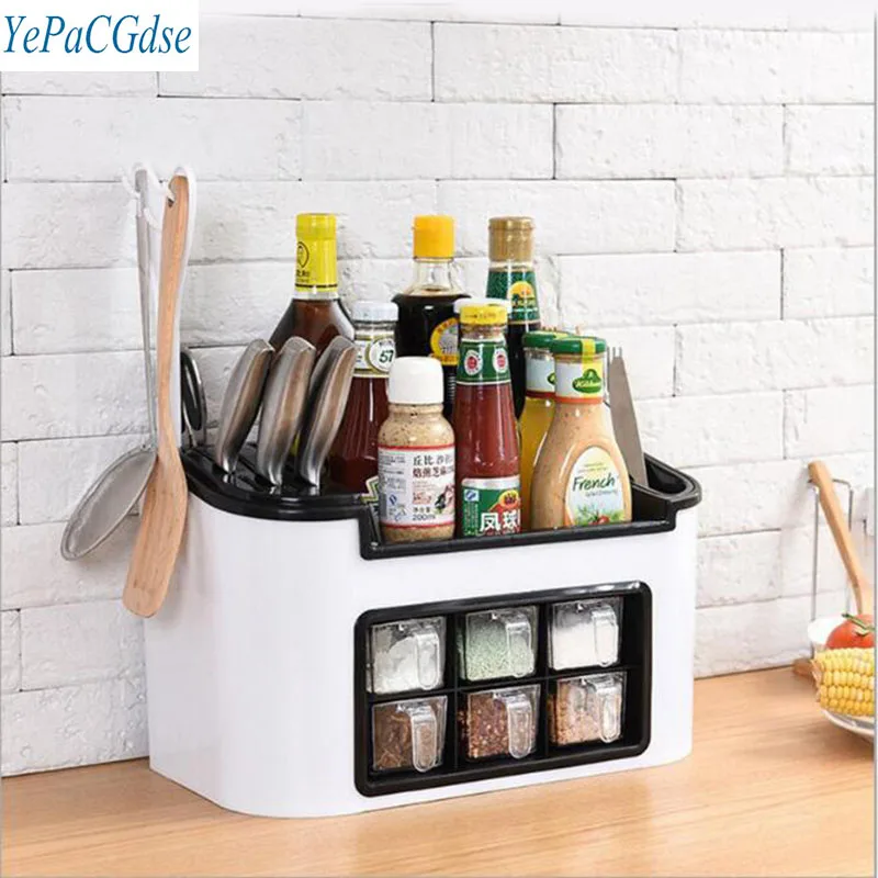 Fashion multifunctional kitchen shelf seasoning box seasoning jar set combination knife holder
Fashion multifunctional kitchen shelf seasoning box seasoning jar set combination knife holder