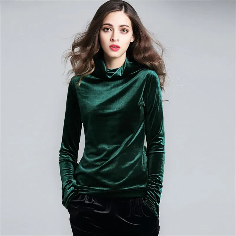 Spring Autumn Sexy Vintage Velvet Top T Shirt Women Velour Blusa Turtleneck Long Sleeve T-Shirt Fashion Street Womens Tops
Spring Autumn Sexy Vintage Velvet Top T Shirt Women Velour Blusa Turtleneck Long Sleeve T-Shirt Fashion Street Womens Tops