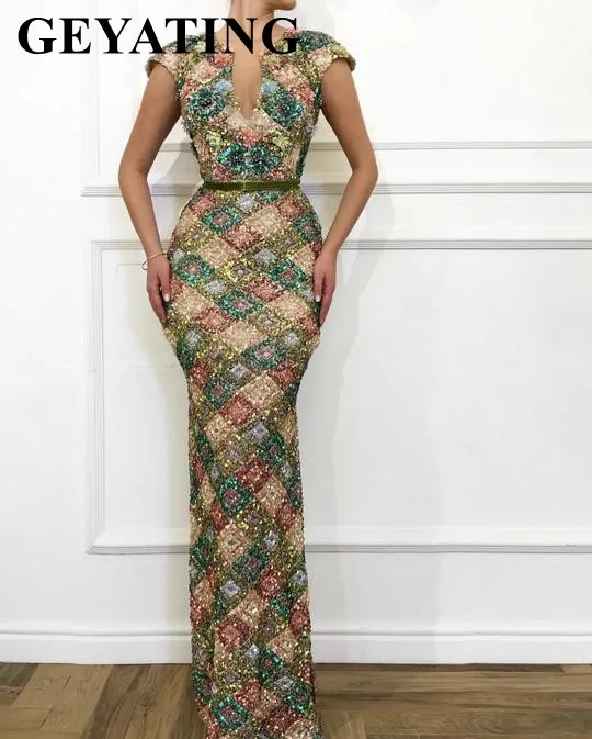 Retro Colored Sequin Mermaid Arabic Evening Dress Cap Sleeves V-Neck 3D Flowers Long Dubai Prom Formal Dresses 2019 Elegant New
Retro Colored Sequin Mermaid Arabic Evening Dress Cap Sleeves V-Neck 3D Flowers Long Dubai Prom Formal Dresses 2019 Elegant New