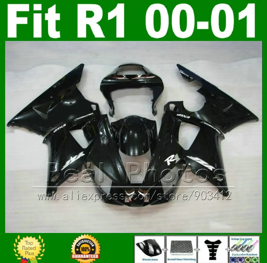 

Black Fairings fit for YAMAHA YZF R1 2000 2001 plastic kit YZFR1 00 01 YZF1000 bodywork YZF-R1 fairing kits part U9In