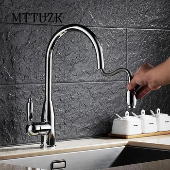MTTUZK Deck Mounted Pull Down Kitchen Faucet Wholesale New Arrival Solid Brass Swivel Pull Out Spray Gooseneck Sink Mixer Tap
MTTUZK Deck Mounted Pull Down Kitchen Faucet Wholesale New Arrival Solid Brass Swivel Pull Out Spray Gooseneck Sink Mixer Tap