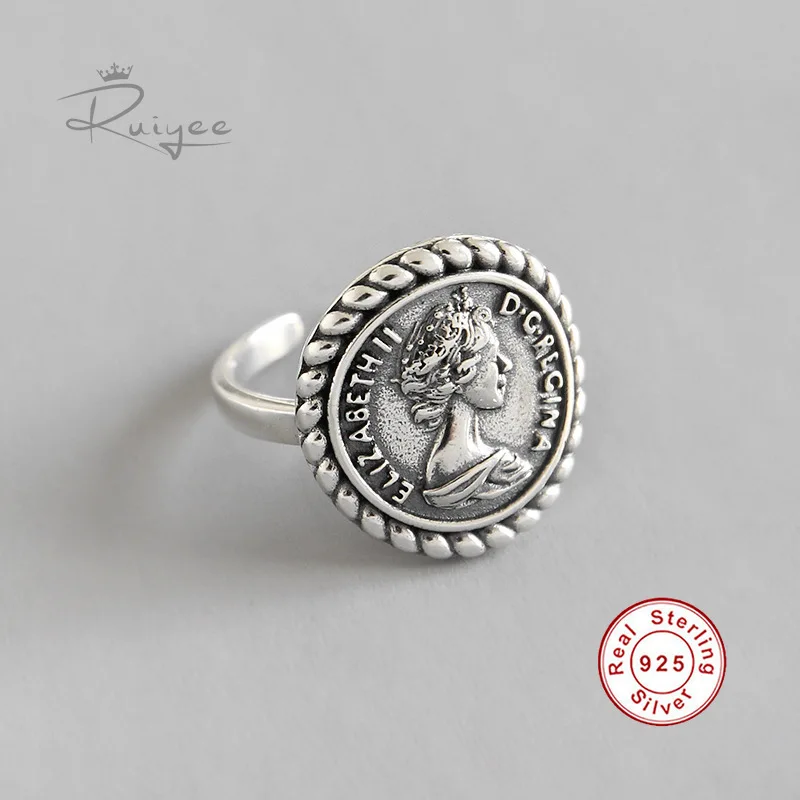 RUIYEE S925 standard sterling silver women's ring retro old portrait ring female index finger ring silver jewelry women's gift
RUIYEE S925 standard sterling silver women's ring retro old portrait ring female index finger ring silver jewelry women's gift
