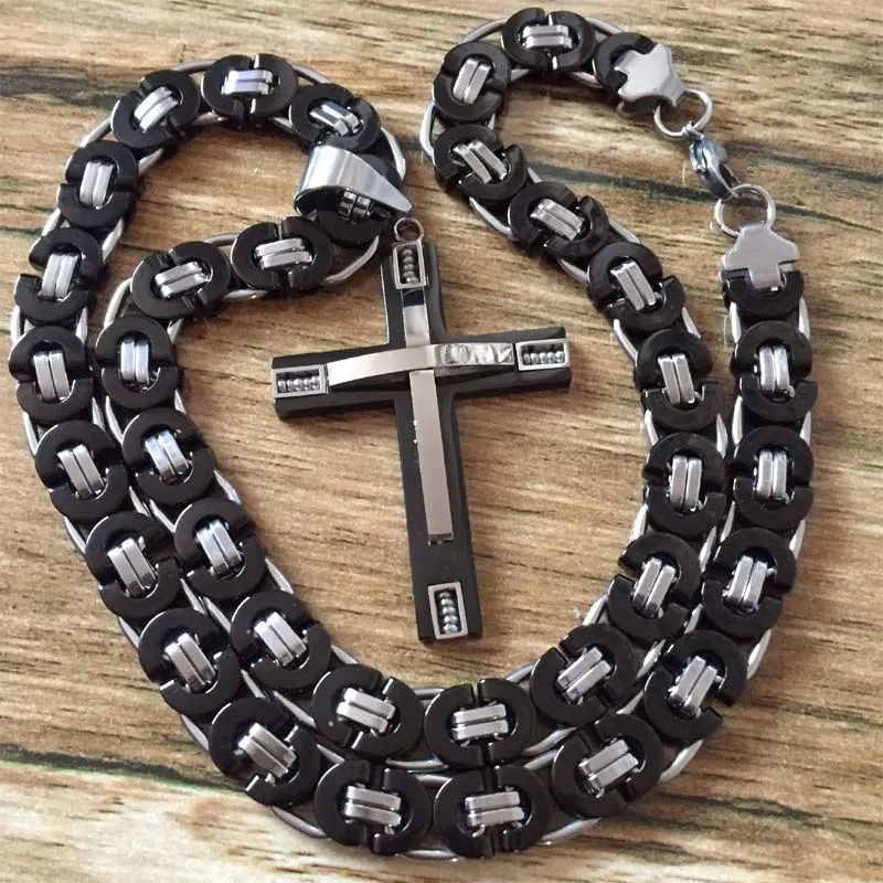 Stainless Steel Cross Pendant Necklace Mens Thick Link Byzantine Chain Choker Collier Pendentif Black
Stainless Steel Cross Pendant Necklace Mens Thick Link Byzantine Chain Choker Collier Pendentif Black