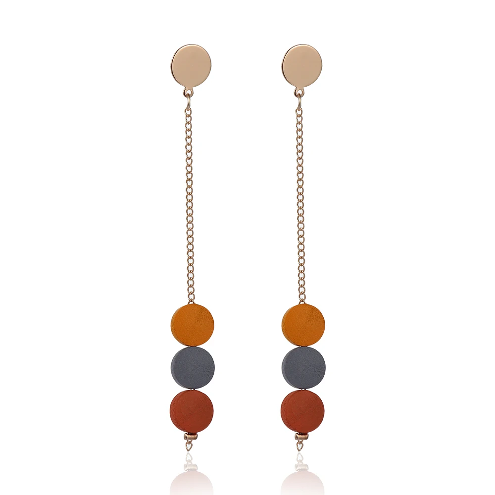 New Arrival Fashion Long Statement Earrings Wooden Geometric Round Connection Drop Earrings Women Jewelry
New Arrival Fashion Long Statement Earrings Wooden Geometric Round Connection Drop Earrings Women Jewelry